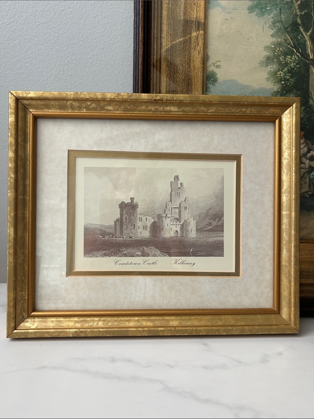Antique Gold Framed Castle Print with Cream Mat